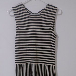 Madewell Black and White Striped Dress with Exposed Zipper Back